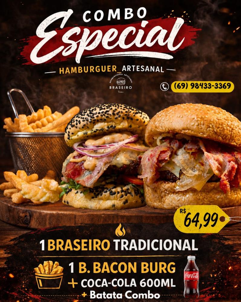 combo Trad +B. burguer+ batata de combo+ coca de 600ml