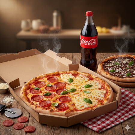 Pizza Familia Calabresa E Mussarela + PIZZA P Chocolote + Coca-Cola 1,5 Litros