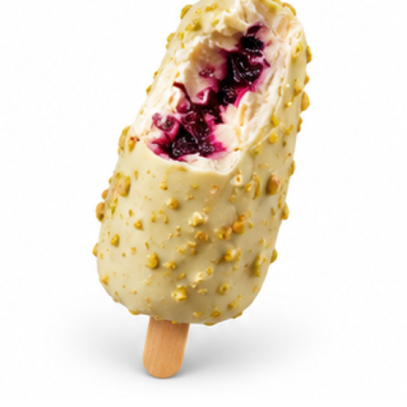 Picolé de pistache com frutas vermelhas