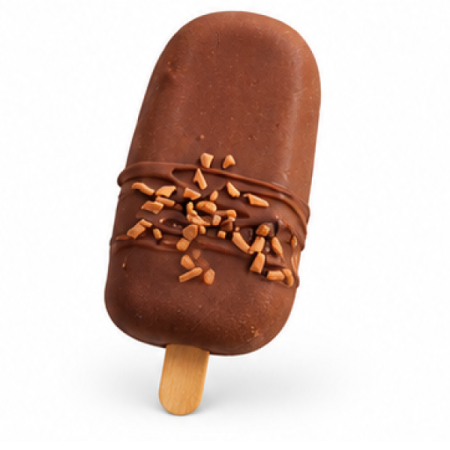 Picolé de pudim com chocolate ao leite