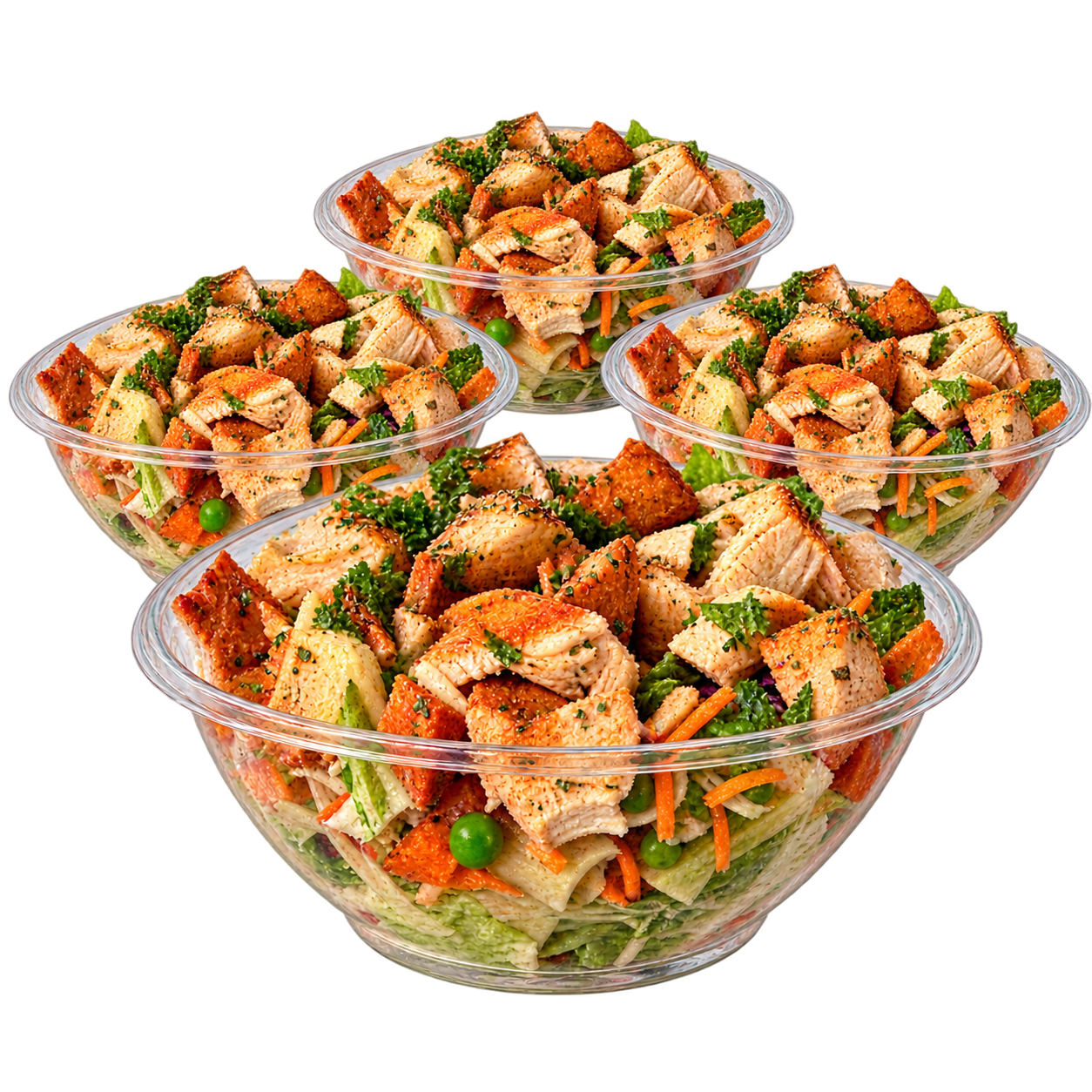 Combo com 4 bowls de Salada de frango com batata-doce