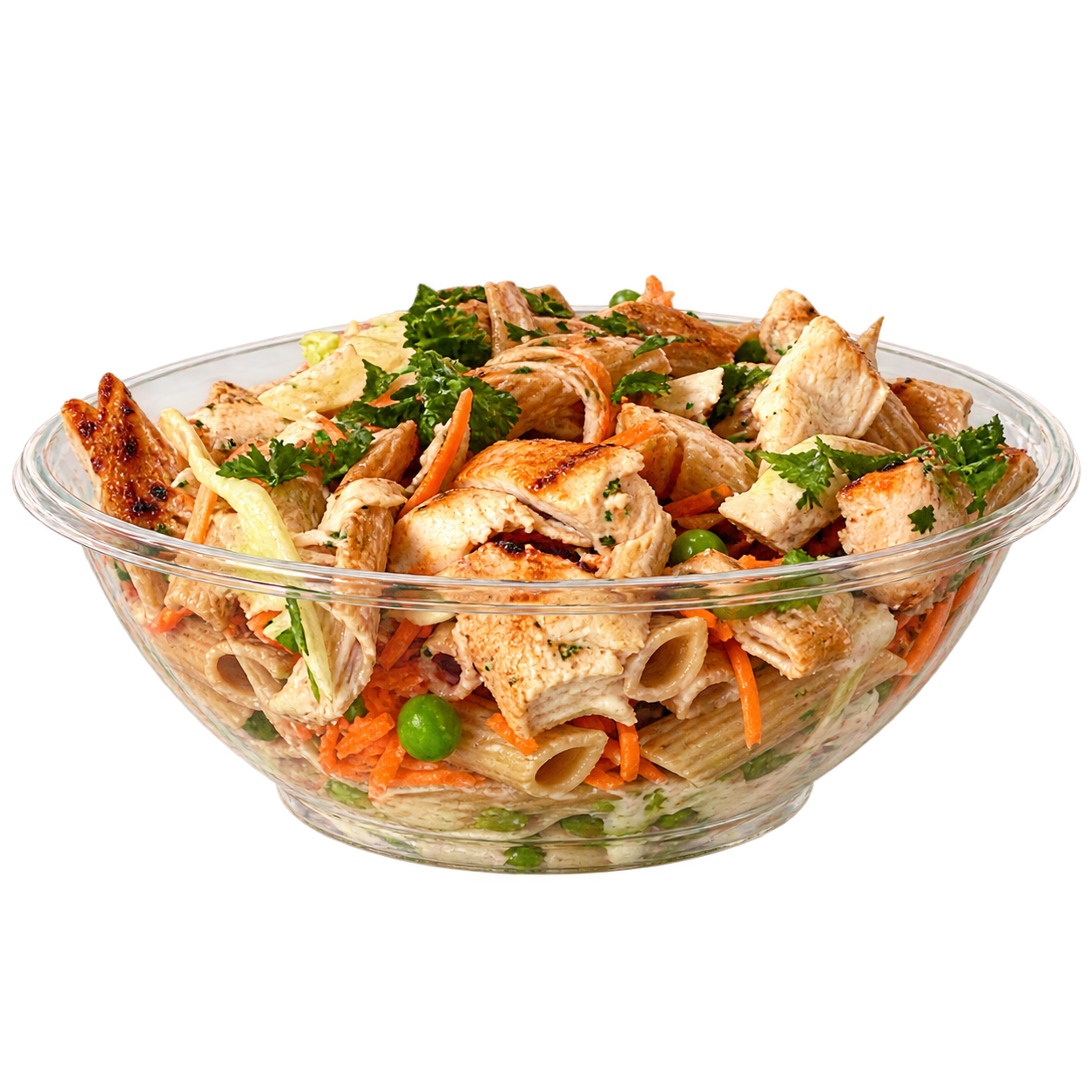 Salada de macarrão integral com frango